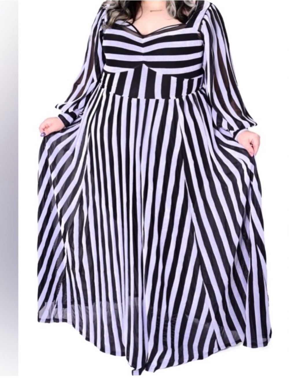 Black and White Striped Maxi Dress - NWT Women's Elegant Long Dress